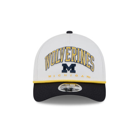 New Era 9Forty M-Crown Michigan Wolverines Arch Two Tone A-Frame Snapback Hat Chrome White Blue - Image 2