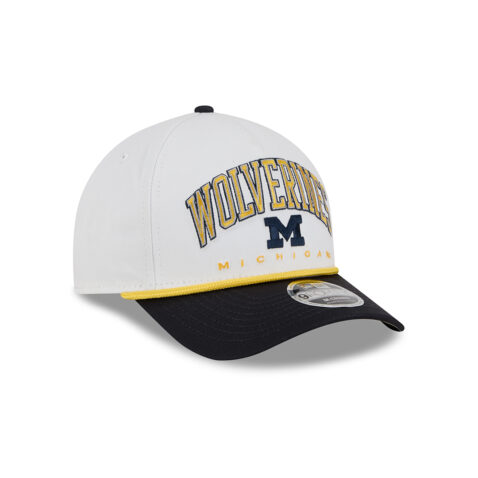 New Era 9Forty M-Crown Michigan Wolverines Arch Two Tone A-Frame Snapback Hat Chrome White Blue - Image 3