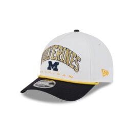 New Era 9Forty M-Crown Michigan Wolverines Arch Two Tone A-Frame Snapback Hat Chrome White Blue