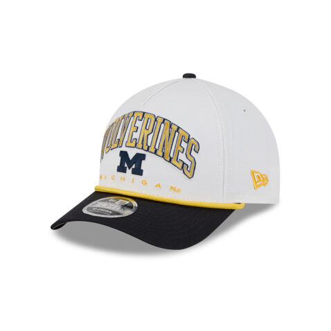 New Era 9Forty M-Crown Michigan Wolverines Arch Two Tone A-Frame Snapback Hat Chrome White Blue