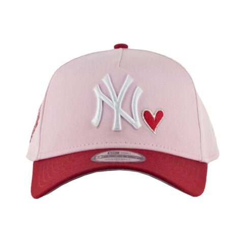 New Era 9Forty New York Yankees World Series Hearts Two Tone A-Frame Snapback Hat Pink Scarlet Red - Image 2
