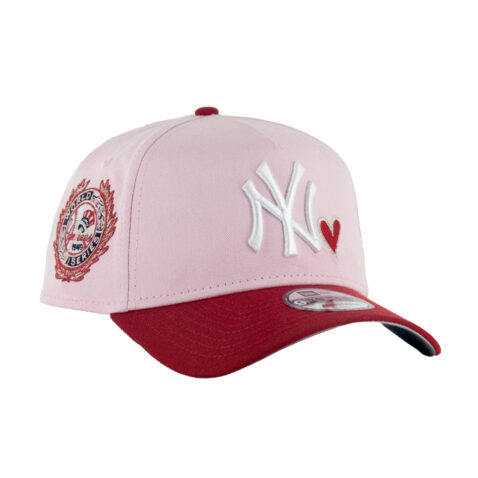 New Era 9Forty New York Yankees World Series Hearts Two Tone A-Frame Snapback Hat Pink Scarlet Red - Image 3