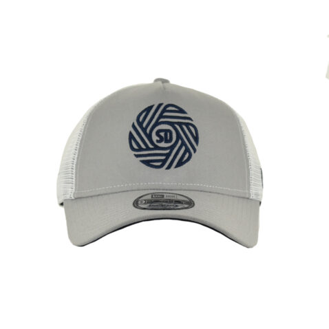 New Era 9Forty San Diego Football Club SDFC Flow Logo A-Frame Mesh Trucker Snapback Hat Gray White Blue - Image 2