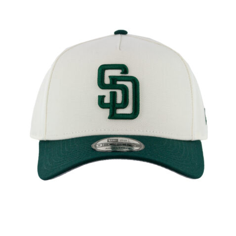 New Era 9Forty San Diego Padres Adjustable A-Frame Snapback Hat Chrome White Dark Green - Image 3