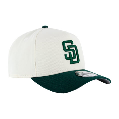 New Era 9Forty San Diego Padres Adjustable A-Frame Snapback Hat Chrome White Dark Green - Image 2
