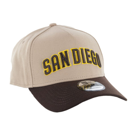 New Era 9Forty San Diego Padres Jersey Hook Arch Word Logo A-Frame Snapback Hat Camel Burnt Wood Brown - Image 3