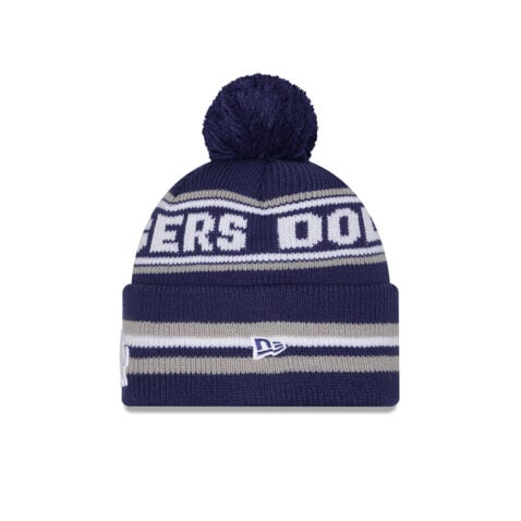 New Era Los Angeles Dodgers Knit Classic Pom Beanie Dark Royal Gray - Image 2