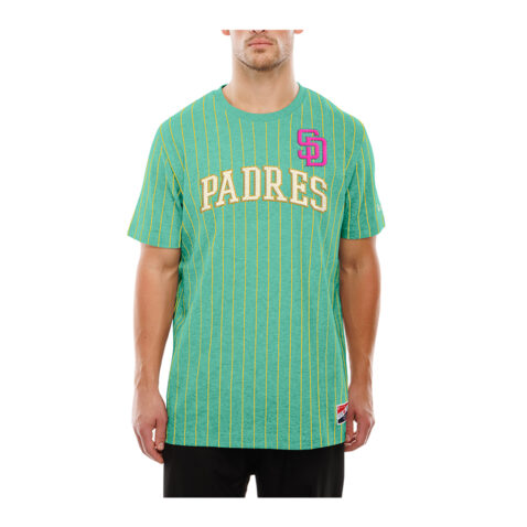 New Era San Diego Padres Pinstripe Jersey Short Sleeve T-Shirt Clear Mint White