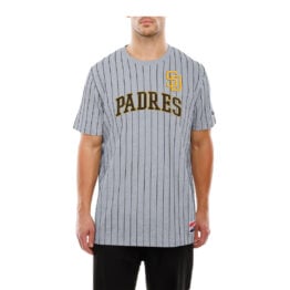 New Era San Diego Padres Pinstripe Jersey Short Sleeve T-Shirt Gray Brown