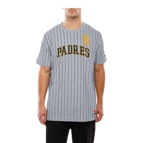 New Era San Diego Padres Pinstripe Jersey Short Sleeve T-Shirt Gray Brown