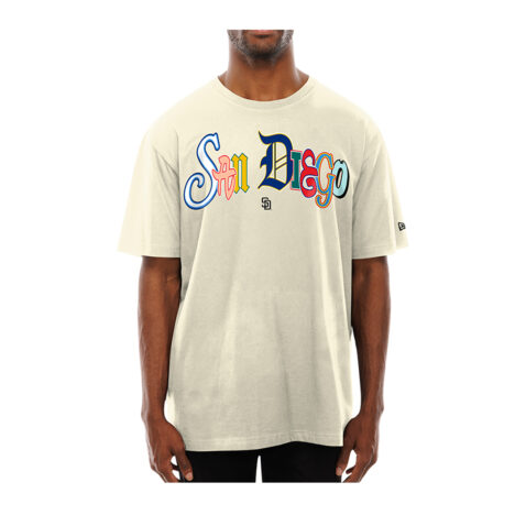 New Era San Diego Padres SD Warhol Short Sleeve T-Shirt Chrome White