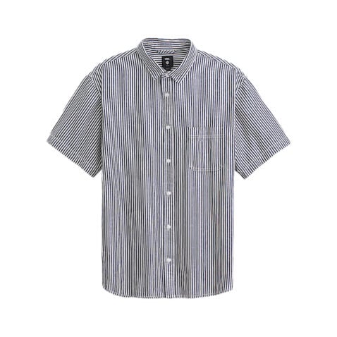 Vans Lawson Stripe Short Sleeve Button Down Woven Shirt White Dress Blues