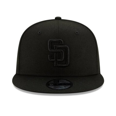New Era 9Fifty San Diego Padres Basic Snapback Hat Black Blackout - Image 2