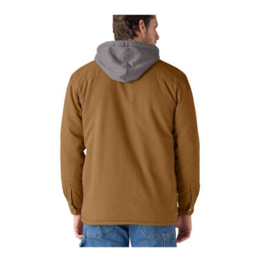 Dickies Mens Fleece Hooded Duck Shirt Jacket With Hydroshield Brown Duck Dickies Mens Fleece Hooded Duck Shirt Jacket With Hydroshield Brown Duck