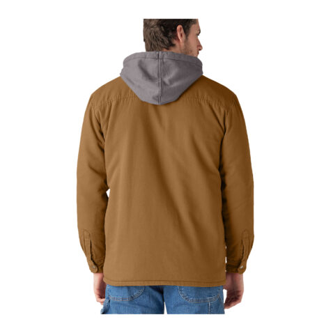 Dickies Mens Fleece Hooded Duck Shirt Jacket With Hydroshield Brown Duck - Image 2