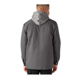 Dickies Mens Fleece Hooded Duck Shirt Jacket With Hydroshield Slate
