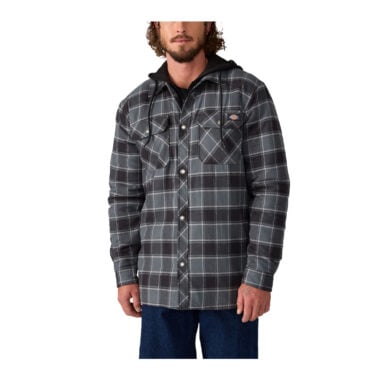 Dickies Mens Fleece Hooded Flannel Shirt Jacket Charcoal Dickies Mens Fleece Hooded Flannel Shirt Jacket Charcoal