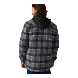 Dickies Mens Fleece Hooded Flannel Shirt Jacket Charcoal