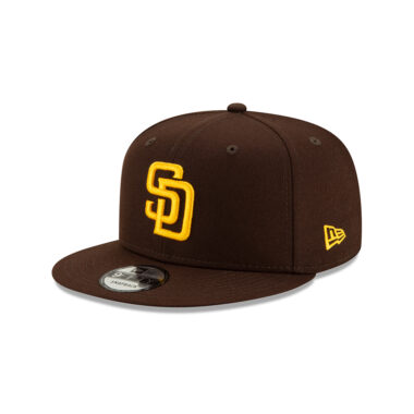 New Era 9Fifty San Diego Padres 2025 Post Season Side Patch On Field Game Snapback Hat Dark Brown Gold
