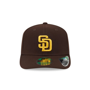 New Era 9Seventy San Diego Padres 2025 Post Season Side Patch On Field Game Stretch Snapback Hat Dark Brown Gold