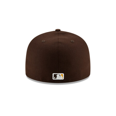 New Era 59Fifty San Diego Padres 2025 Post Season Side Patch On Field Game Fitted Hat Dark Brown Gold - Image 5