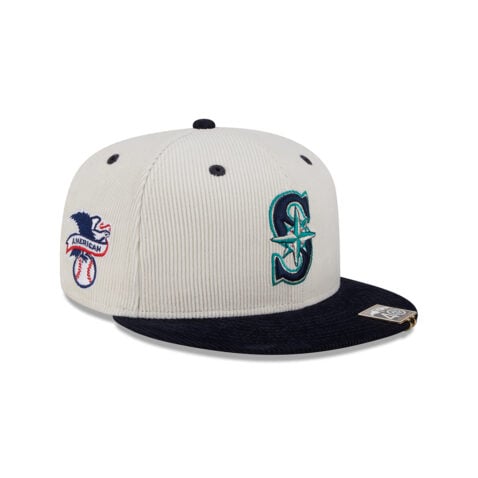 New Era 59Fifty Seattle Mariners 2T Cord Fitted Hat White Dark Navy - Image 3