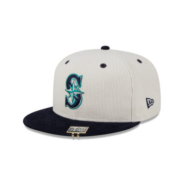 New Era 59Fifty Seattle Mariners 2T Cord Fitted Hat White Dark Navy