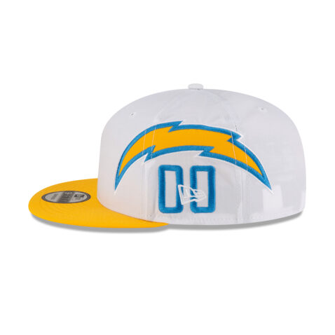 New Era 9Fifty Los Angeles Chargers Two Tone Helmet Snapback Hat White Gold - Image 6