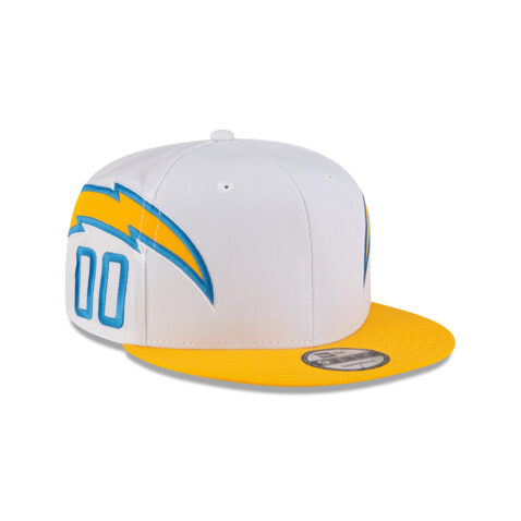 New Era 9Fifty Los Angeles Chargers Two Tone Helmet Snapback Hat White Gold - Image 3