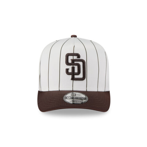 New Era 9Fifty San Diego Padres Satin Pinstripe A-Frame Snapback Hat White Brown - Image 2