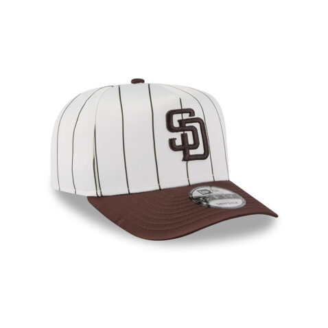 New Era 9Fifty San Diego Padres Satin Pinstripe A-Frame Snapback Hat White Brown - Image 3