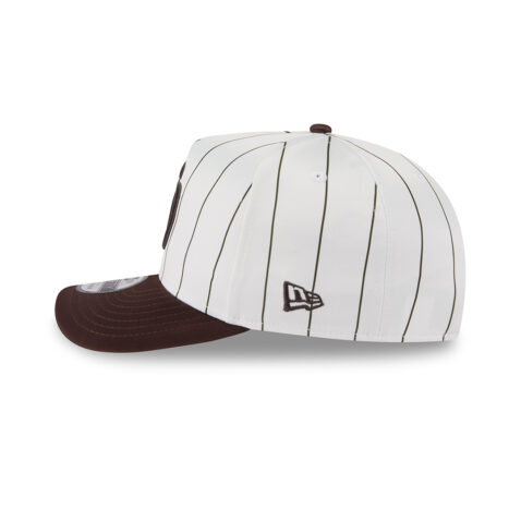 New Era 9Fifty San Diego Padres Satin Pinstripe A-Frame Snapback Hat White Brown - Image 6