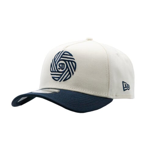 New Era 9Forty San Diego Football Club SDFC Flow Logo Two Tone A-Frame Snapback Hat Chrome White Dark Navy