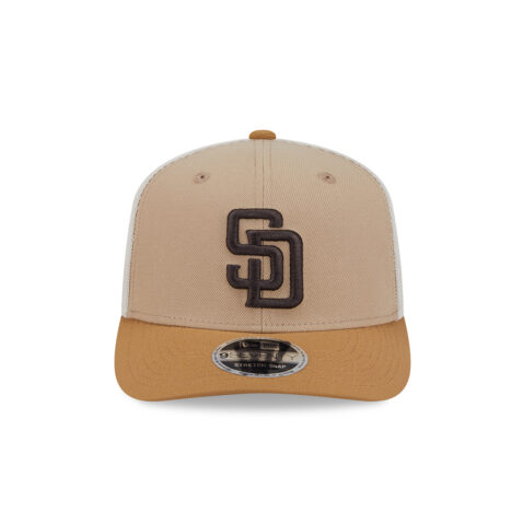 New Era 9Seventy San Diego Padres Two Tone Trucker Snapback Hat White Tan Khaki White - Image 2