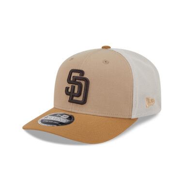New Era 9Seventy San Diego Padres Two Tone Trucker Snapback Hat White Tan Khaki White