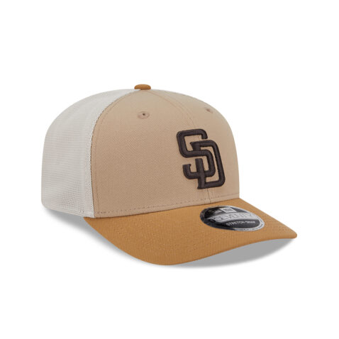 New Era 9Seventy San Diego Padres Two Tone Trucker Snapback Hat White Tan Khaki White - Image 3