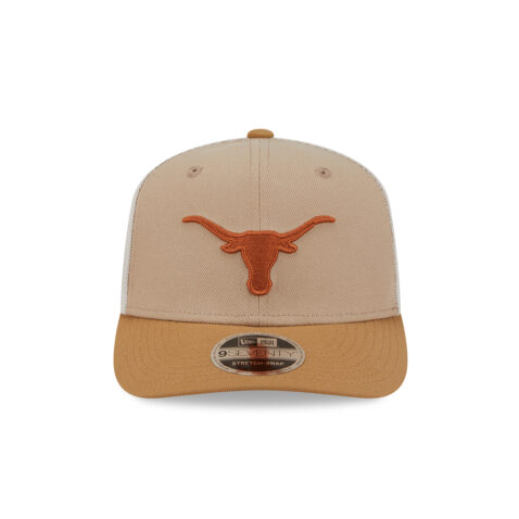 New Era 9Seventy University of Texas Longhorns Two Tone Trucker Snapback Hat White Tan Khaki White - Image 2