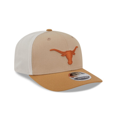 New Era 9Seventy University of Texas Longhorns Two Tone Trucker Snapback Hat White Tan Khaki White - Image 3