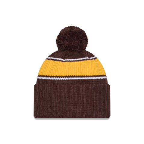 New Era San Diego Padres Bold Knit Pom Beanie Brown Gold White - Image 3