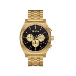 Nixon Time Teller Chrono Watch Gold Black Gold