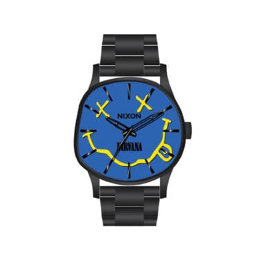 Nixon x Nirvana Sentry Wobble Watch Matte Super Black Blue Nirvana Smiley Face