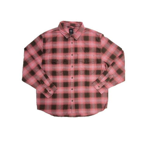 Vans Bixby Plaid Flannel Long Sleeve Shirt Coal Brown Pink Dawn