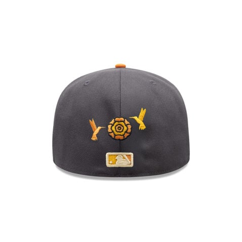 New Era 59Fifty Los Angeles Dodgers Dia De Los Muertos Fitted Hat Graphite Orange - Image 5