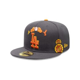 New Era 59Fifty Los Angeles Dodgers Dia De Los Muertos Fitted Hat Graphite Orange