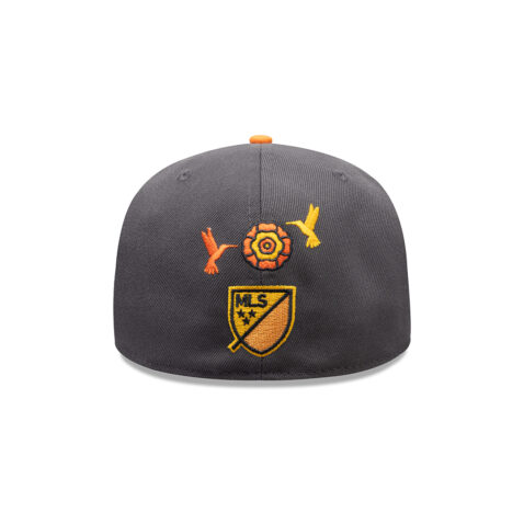 New Era 59Fifty Los Angeles Football Club Dia De Los Muertos Fitted Hat Graphite Orange - Image 5