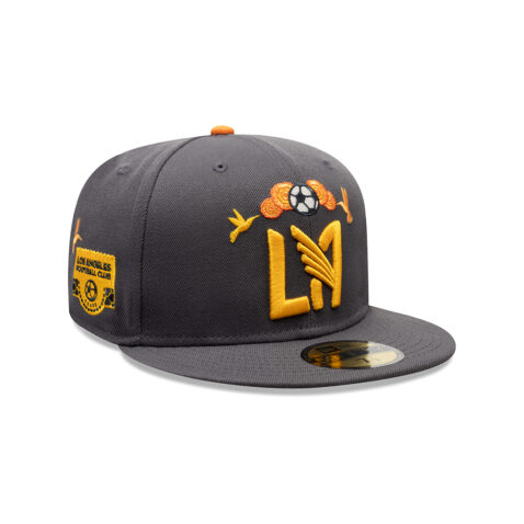 New Era 59Fifty Los Angeles Football Club Dia De Los Muertos Fitted Hat Graphite Orange - Image 3