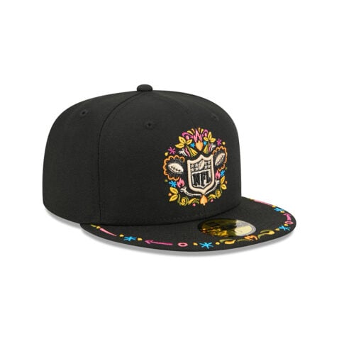 New Era 59Fifty NFL League Logo Hasta La Muerte Fitted Hat Black - Image 3