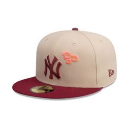 New Era 59Fifty New York Yankees City Element Puerto Rico Fitted Hat Tan Red