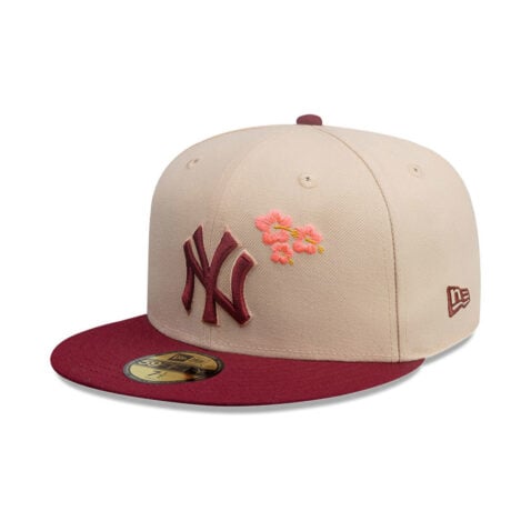 New Era 59Fifty New York Yankees City Element Puerto Rico Fitted Hat Tan Red