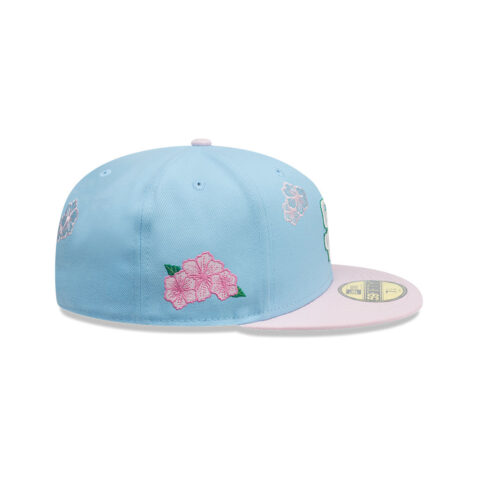 New Era 59Fifty San Diego Padres City Element Dominicana Flower Fitted Hat Sky Blue Pink - Image 4